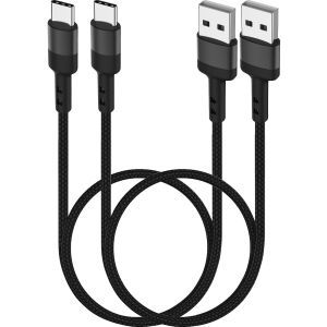 CLOUDDS-Lot De 2 Câbles Usb C,50 Cm,Courts,Type C,Tressés,Synchronisation Des Données,Charge Rapide,3 A,Compatible Avec Samsung Galaxy S22,S22+,S21,S20,S10 Plus,S9 Ultra - Neuf