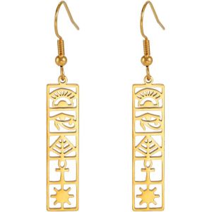 Kal-Boucles D'oreilles Égyptiennes Pour Femme En Acier Inoxydable Ankh Croix ?il D'horus Symbole Égyptien Boucles D'oreilles Pendantes Amulette Bijoux - Neuf