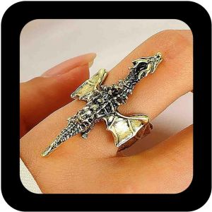 Kahfl-Bague Dragon Volant Gothique Or Réglable Bague Dragon Antique Bague De Doigt Halloween Animal Bague De Déclaration Bijoux Pour Femmes - Neuf