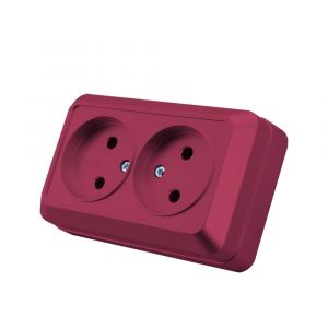 Prise murale encastrable,Set de prises murales &eacute;lectriques,Prise murale d'int&eacute;rieur 250V AC 16A,bordeaux Prise double sans mise &agrave; la terre,MZ-05 - Neuf