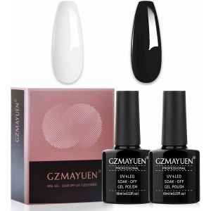 Vernis Semi Permanent Blanc Noir Vernis Gel Uv 10ml French Vernis A Ongles Noir Et Blanc Gel Uv Ongle Gel Polish Set - Neuf