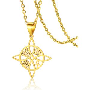 Tianyi-Collier Avec Pendentif En Forme De Noeud De Sorci&egrave;re Celtique En Acier Inoxydable Pour Femme Et Fille - Neuf