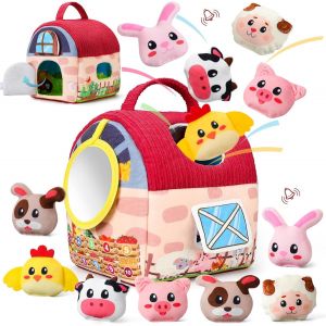 Ulteronixshop-Jouet Bebe 6 Mois Jouet en Peluche pour B&eacute;b&eacute; avec Grange,Hochet,Papier Froiss&eacute;,Mirror - Jouet Sensoriels Montessori &Eacute;veil 6-36 Mois Cadeau pour B&eacute;b&eacute; 6 9 12 Mois Gar&ccedil;on Fille - Neuf