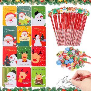 Crayons De Noël Avec Gomme, 12 Carnets De Noël + 12 Crayons De Noël, Cadeaux De Noël, Petits Objets, Cadeaux De Fête De Noël - Neuf