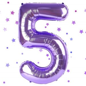 Ballon Chiffre 5,Ballons 5 an Violet,Ballons 5 Ans Anniversaire Numero 5 Hélium Ballons,101cm Chiffre 5 Decoration Pour Garçons Filles Anniversaire Fête - Neuf