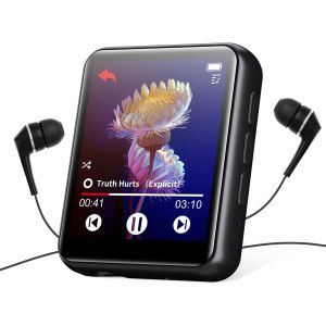 64GB Lecteur de Musique Portable avec Haut-Parleur, Bluetooth 5.0, Qualité Sonore Haute Fidélité sans Perte mp3, Radio FM, Enregistrement, 1.8"" écran Tactile, Prise en Charge jusqu'à 128 Go - Neuf