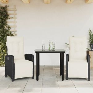 Prolenta Premium - Ensemble &Agrave; Manger De Jardin Avec Coussins 3 Pcs Noir - Neuf