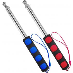 Mevronisshop-M&acirc;t Telescopique,2 Pcs 1.2m M&acirc;t De Drapeau T&eacute;lescopique Portable Porte Drapeau B&acirc;tons Inoxydable M&acirc;t Drapeau,Pour Guides Touristiques Camping Marcheurs Enseignant Pointeur&iquest;Rouge,Bleu&iquest; - Neuf