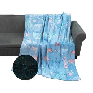 Couverture Phosphorescente &Agrave; Motif Marin 100x75cm - Neuf