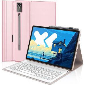 Coque Clavier pour Lenovo Idea Tab Pro 12.7"" 2025, Fran&ccedil;ais AZERTY, Clavie D&eacute;tachable Bluetooth pour Lenovo Idea Tab Pro Tablette 2025, Rose - Neuf