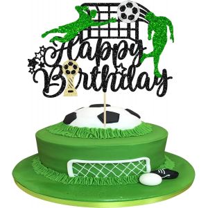 Eryi-Decoration Gateau Football, Scintillantes Football Cupcake Topper, Déco Gâteau Foot Pour Championnat Europe 2024, Happy Birthday Cake Toppers, Pour Enfants, Garçons, Fans De Football - Neuf