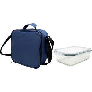 Fih 1500 Bo&icirc;te &Agrave; Lunch Isotherme Noire Avec R&eacute;cipient Herm&eacute;tique En Verre 1 L, Sac Alimentaire Avec Int&eacute;rieur Isolant, Facile &Agrave; Nettoyer, Avec Poign&eacute;e, Id&eacute;al Pour Le Travail Et Le Bureau - Neuf