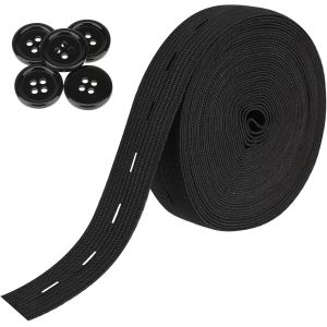 Mevronisshop-Bande De Couture Plate Avec Boutonni&egrave;res, Bande &Eacute;lastique De 1,9 Cm En Tissu Tricot&eacute; Haute &Eacute;lasticit&eacute; Pour V&ecirc;tements, Perruque, Ceinture, Fournitures De Couture (Noir, 5 M) - Neuf