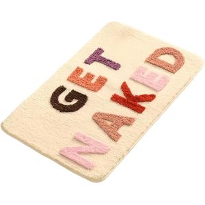 KAL-Tapis De Bain Beige, Antid&eacute;rapant Et Anti-Moisissure En Microfibre Absorbant L'Eau Et S&eacute;chage Rapide, Lavable En Machine, Tapis De Bain Doux Et Moelleux Pour Salle De Bain Et Toilettes (40 X - Neuf