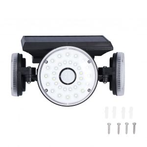 Hjlian Lampes Solaires D'exterieur Avec Detecteur De Mouvement, 3 Tetes Reglables, 70 Led, Etanche Ip65, Pour Cour, Jardin, Route - Neuf