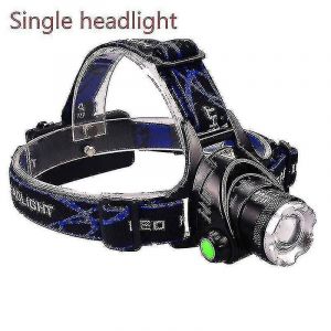Lampe Frontale Portable Rechargeable T6, Lampe Frontale Tactique, Zoomable, Étanche, Pour Camping, Randonnée, Pêche De Nuit-Argent - Neuf