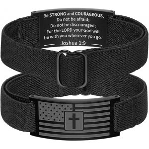 Eryi-Bracelet Homme Croix Réglable:Bracelet Homme Versets Bibliques Avec Plaque En Acier Inoxydable Bijoux Religieux Chaîne Ajustable Pour Prière - Cadeau Anniversaire Fête Des Pères - Neuf