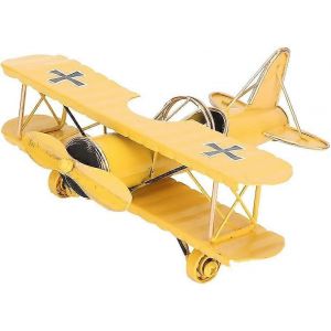 Modèle d'avion rétro décoratif Mini avion en métal planeur biplan pendentif modèle en fer forgé adapté à la décoration d'arbre de Noël de bureau à domicile (jaune - Neuf