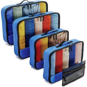 KALANKA-Organisateur de Voyage (Bleu Moyen/Large) Organisateurs de Sac pour Rangement Valise. Bagage Cube Valise Voyage. Pochette Rangement Voyage Un Sac pour Valise. Packing Cubes - Neuf