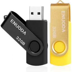 TIANYI-Lot de 2 Clé USB 32 Go USB 2.0 Flash Drive Stockage Rotation Disque Mémoire Stick pour Le Stockage et la Sauvegarde(Noir Oro) - Neuf