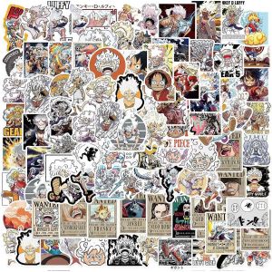100pcs Luffy Gear 5 Stickers, One Pcs Piece Anime Stickers, Wanted Posters Nami Zoro Ace Luffy Chopper One Pcs Sickers - Neuf