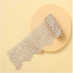 Sjzg-Bordure En Dentelle Brod&eacute;e - 10 Cm - Ruban En Dentelle Soluble Dans L'eau - Vintage - In&eacute;lastique - En Soie De Lait - Pour Rideau, Nappe, V&ecirc;tements, Lin - Gris Clair - 10 Cm X 10 M - Neuf