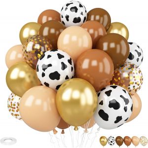 Brown Nude Gold West Cowboy Balloons 12 Inch Latex Balloons With Cow And Cloud Print For Baby Shower Decorations Baby Shower Decorations Boys And Girls 30Pcs - Neuf