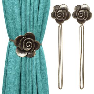 Camellia Forme Magnétique Embrasses De Rideaux, 1 Paire De Rideau Magnétique Boucles, Rideau Accessoires, De Belles Embrasses De Rideaux Pour La Maison, Salon, Chambre Et Bureau - Bronze - Neuf