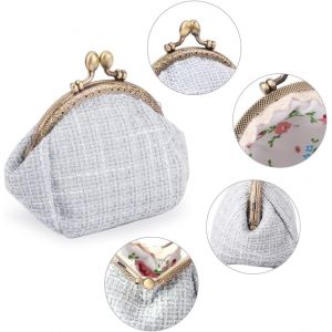 Tweed Porte Monnaie Coin Purse Fermoir Clic Clac Portefeuille Sac De Bourse (Gris) - Neuf