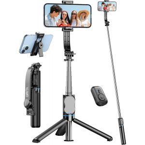 CMJAAGUR-Perche &Agrave; Selfie Tr&eacute;pied Pour Smartphone, 41'' Support De T&eacute;l&eacute;phone Avec T&eacute;l&eacute;commande, Trepied Telephone Portable Avec Pour Voyages, Vlogs, Perche Selfie Trepied Compatible Avec Iphone, S[M682] - Neuf