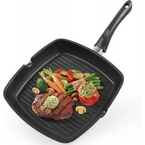 Subzonal-Po&ecirc;le Grill Antiadh&eacute;sive 28cm X28 Cm Aluminium Carr&eacute;, Po&ecirc;le &Agrave; Frire &Agrave; Steak Bbq,Casseroles Po&ecirc;le Tous Feux Dont Induction - Sans Pfoa - Neuf
