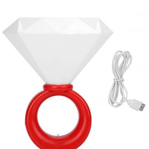 HJLIAN Lampe LED USB en forme d'anneau de diamant, veilleuse romantique pour la maison, le bar, le cafe, la decoration de mariage, rouge - Neuf