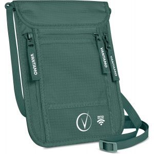 TRAHOO-Pochette de voyage et porte-passeport de qualité supérieure - Protection RFID - Convient pour passeport avec housse - Pour homme et femme, Vert (Ocean) - Neuf