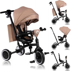 Asfasfq-Lionelo Tris Plus Tricycle Multifonctionnel De 9 Mois À 5 Ans Jusqu'à 25 Kg, Poussette Bébé, Grandes Roues En Pu Siège Pivotant Dossier Réglable À360° Réglage Dossier Sans Outils - Neuf