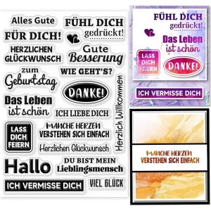 Tampons Transparents En Silicone Avec Dictons Allemands Et Papillons Pour Scrapbooking Mots Émotionnels Allemands Tampons Transparents Pour La Fabrication De Cartes Journal Album Photo - Neuf