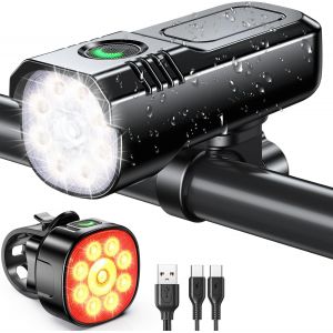 Subzonal-Lumiere Velo, 8+7 Modes & 9+9 Led Puissant Eclairage Velo Rechargeable Par Usb Lampe Velo Avant Et Arri&egrave;re, Lumi&egrave;re V&eacute;lo &Eacute;tanche Ip65 Pour Cyclysme, Vtt, Moto, Trotinette Phare Feux Arri&egrave;re - Neuf