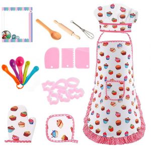Ensemble De 17 Costumes De Chef Pour Enfants, Tablier Pour Filles, Toque Et Tablier De Chef Pour Enfants, Jouets De Cuisine Pour Tout-Petits - Neuf