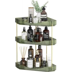 Senior-Organisateur De Salle De Bain &Agrave; 3-Niveaux, 90&deg;, Comptoir, Cosm&eacute;tique, Skincare, Beaut&eacute;, Parfum, Tablette De Rangement Pour &Eacute;pices, &Eacute;tag&egrave;re De Cuisine, Bijoux, Chambre, Bureau, Vert[L456] - Neuf