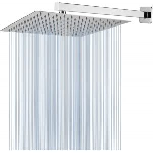 Pommeau de Douche &agrave; Effet Pluie avec Bras d'Extension, Pommeaux de Douche &agrave; Effet Pluie en Acier Inoxydable, Pommeau de Douche Carr&eacute; &agrave; Haut D&eacute;bit (Pomme de Douche 30cm, Bras de Douche 40.5cm) - Neuf