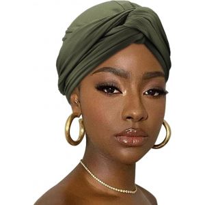 Tzf-Turban Pour Femmes En Douceur Doublé Turban En Jersey Extensible Headwrap Léger Respirant Couleur Unie - Neuf