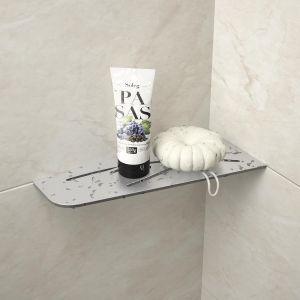&Eacute;tag&egrave;re D'Angle De Douche En Acier Inoxydable Bross&eacute; 304 - 305 Mm - &Eacute;tag&egrave;re Murale Carr&eacute;e Pour Rangement De Salle De Bain - Sans Per&ccedil;age - Neuf