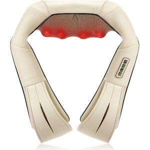 Masseur De Dos Et D'&eacute;paule Avec Chaleur, Massage &Eacute;lectrique Shiatsu &Agrave; Pression Avec P&eacute;trissage Des Tissus Profonds 3d Pour Le Soulagement De La Douleur Musculaire (Beige) - Neuf