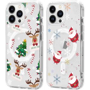 SJZG-2 Pi&egrave;ces No&euml;l Coque Magn&eacute;tique Pour Iphone 13 Pro Max 6,7'', Etui En Motif Dessin Cadeau De No&euml;l Compatible Avec Magsafe, Housse Christmas Silicone Bumper Cover Pour Iphone 13 Pro Max, No&euml;l 05 - Neuf
