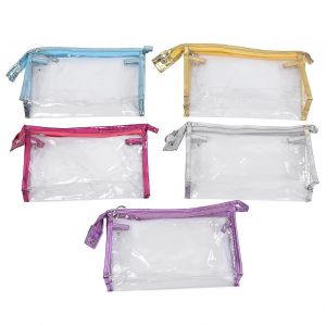 Sac &agrave; cosm&eacute;tiques transparent Trousse de toilette de maquillage en PVC transparent &eacute;tanche avec poign&eacute;e pour voyage dans la salle de bain 5 pi&egrave;ces - Neuf