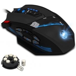 KALANKA-Souris Gamer Filaire,12 Boutons Programmables,4000DPI,8 Blocs de Poids,Haute Performance,RGB,Conception Ergonomique,Souris de Jeu pour PC,Ordinateur Portable,Mac,Noir - Neuf
