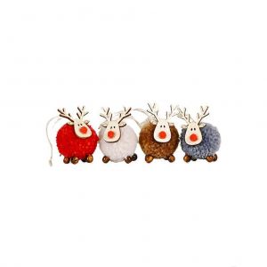 4pcs Elk Pendentifs Mini sapin de No&euml;l en Feutre de Bois Elk Poup&eacute;e Suspendue Pendentif Partie du D&eacute;cor - Neuf