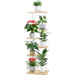 Nouvelhorizonstore-6 Niveaux Support Pour Plantes, Multiple &Eacute;tag&egrave;re Metal Pr&eacute;sentoire De Jardin &Eacute;tag&egrave;re D'angle En Bois Interieur Support Pot De Fleur D&eacute;coratif Pr&eacute;sentoir Pour Salon Balcon - Neuf