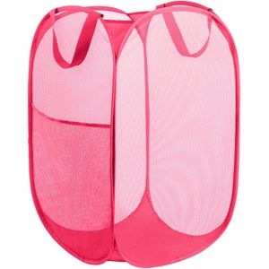 MEVRONISSHOP-Panier &agrave; linge pliable en maille - Grand panier &agrave; linge avec poche lat&eacute;rale - Panier pour v&ecirc;tements sales avec poign&eacute;es - Pour salle de bain, chambre &agrave; coucher, dortoir - Rose rouge - Neuf