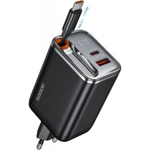Checarzhn--No1-Chargeur Usb C 67w, Gan 3-Ports Pd3.0 Charge Rapide Avec Écran Led, Compact & Léger Avec Câble Rétractable Pour Macbook Pro Iphone 16 Pro Galaxy S24 Switch Laptop - Neuf