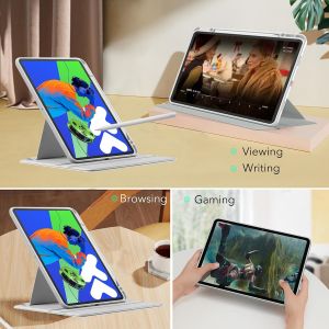 Coque Pour Samsung Galaxy Tab S10 Fe Plus 13.1" Case Avec Emplacement Pour Stylo & Support Pivotantcuir Pu + Acrylique Transparent Coque - Neuf